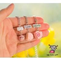 Кулон для троих друзей "Best Friends Forever. Клубничный зефир. Цена за набор